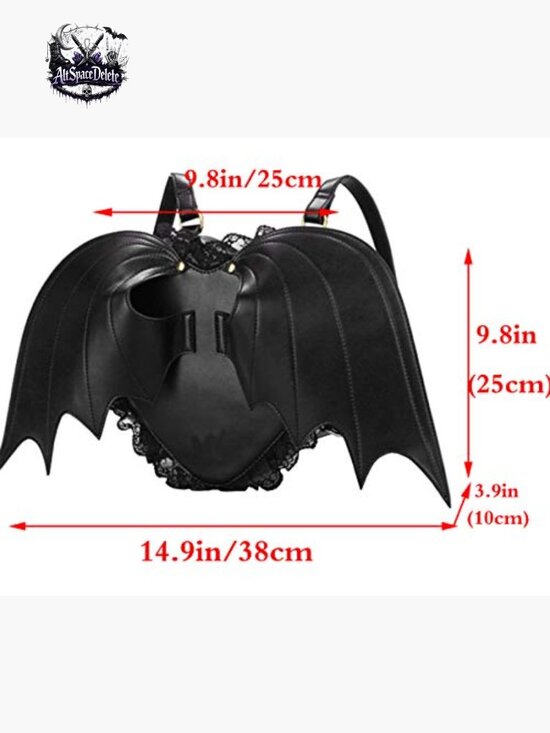 Punk Bat Wing Backpack Daypack Lace Shoulder Bag Faux Leather One Size main image 4